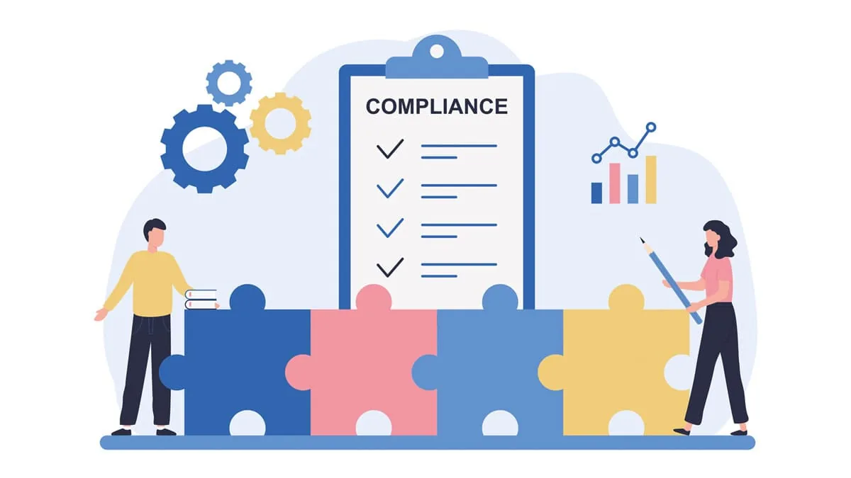 Compliance consultant reviewing licence documents